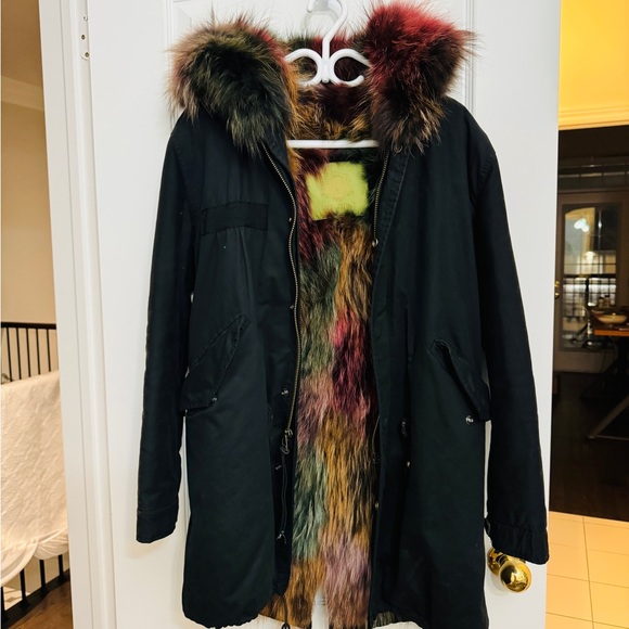 Colorful real fur parka, Size Medium - Picture 4 of 9